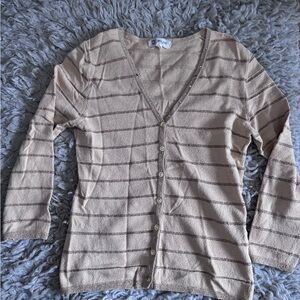 Vintage Michael Klein, Paris gold stretch cardigan w/fun, sparkly details xs